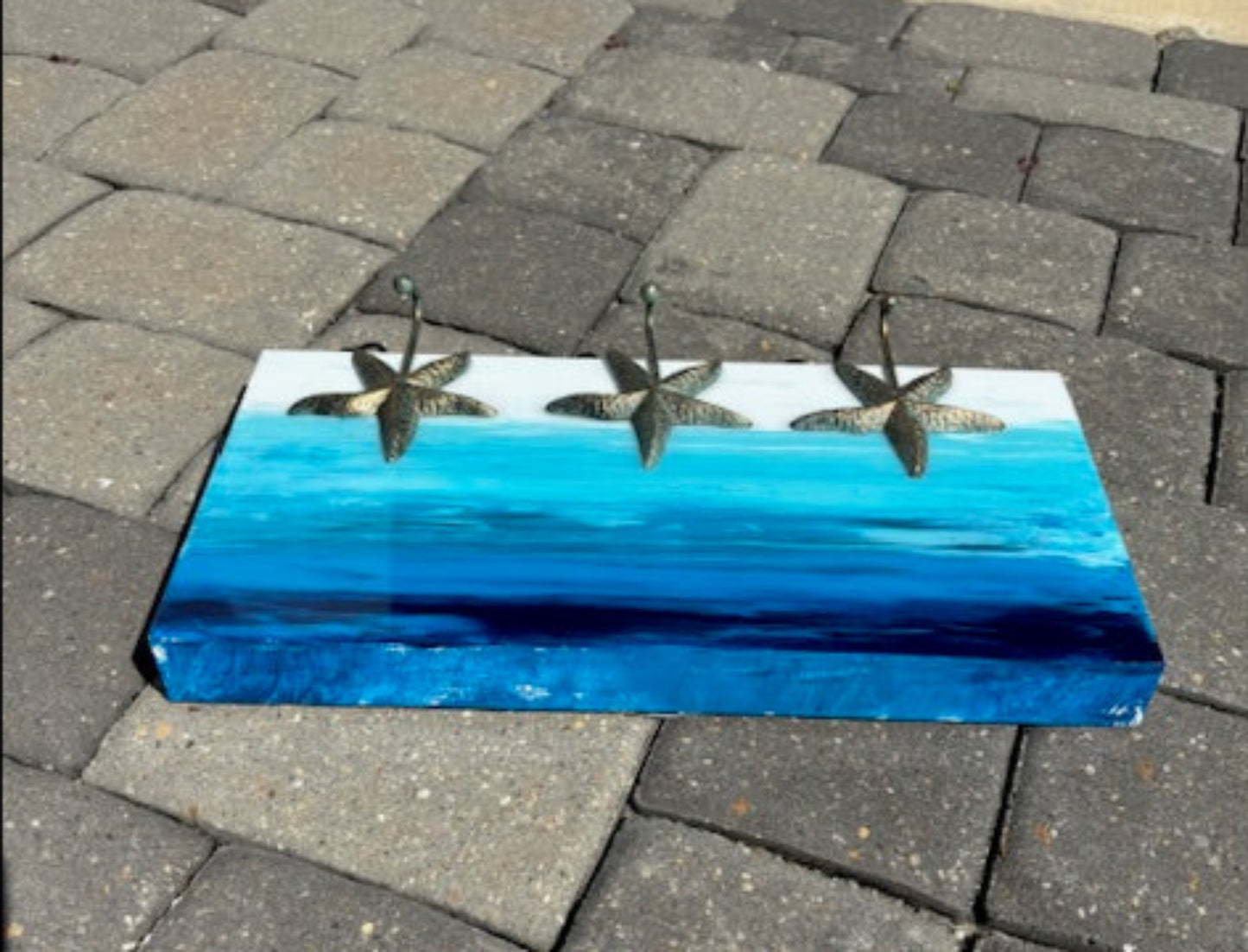 Ocean Scene Rack With Hooks for Hanging Towels, Hats, Leashes