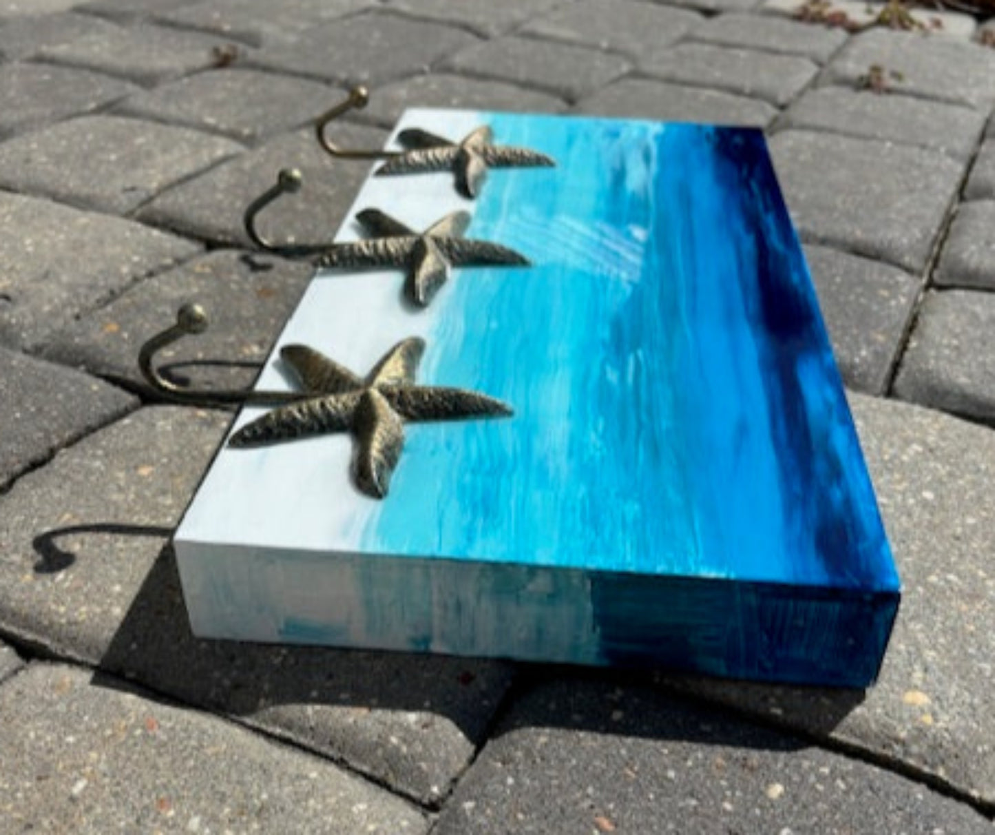 Ocean Scene Rack With Hooks for Hanging Towels, Hats, Leashes