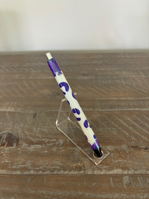 Purple and White Leopard Print Gel Ink Pen