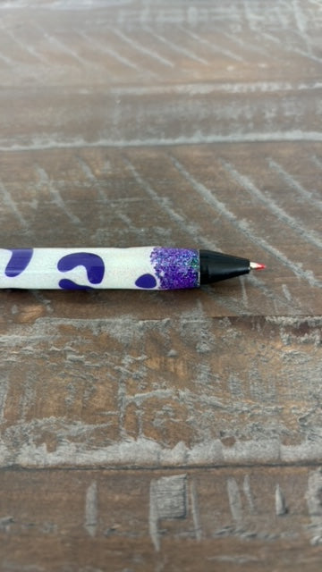 Purple and White Leopard Print Gel Ink Pen