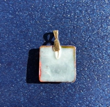 Square Earthy Color Pendant, Oranges, Brown, Purple, Resin