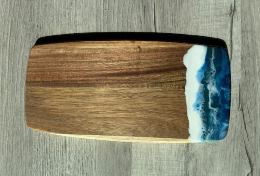 Acacia Wood Cutting Board with Ocean Theme