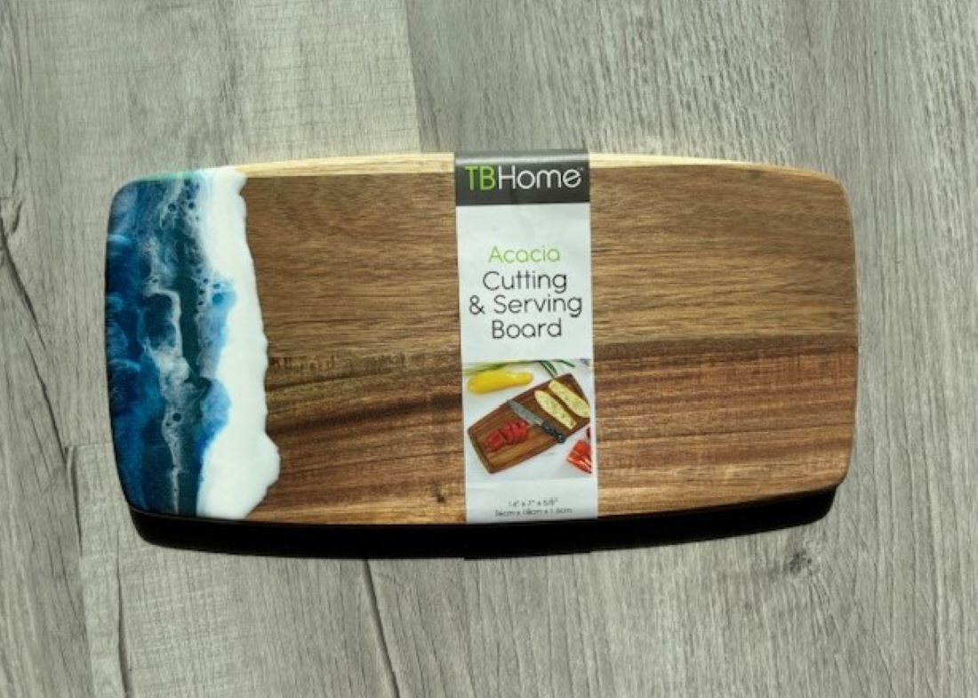 This is a small to medium sized cutting board that I did an ocean theme on one end. Beautiful Acacia Wood board.
There is a groove all the way around for juices and scraps.
Approximate size: 14 x 7 x 5/8 inches
Care: Do not place in the dishwasher. Wipe with a clean damp cloth or an alcohol wipe. Occasionally treat the wood with Olive Oil or Vegetable oil to protect it from drying out.