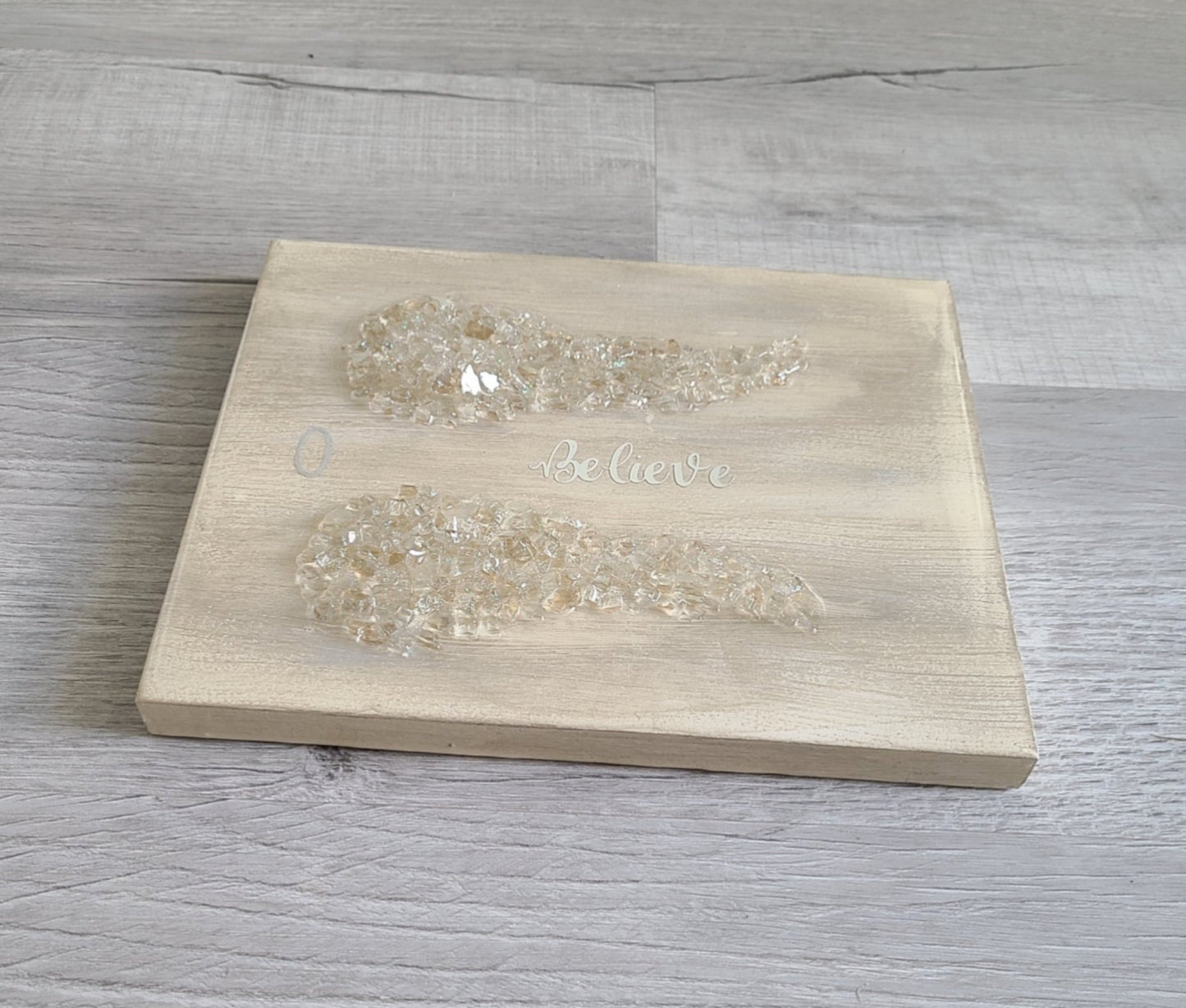 Angel Wings, Believe and Halo on Wood Wall Art