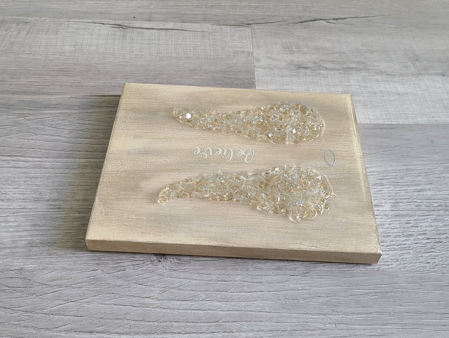 Angel Wings, Believe and Halo on Wood Wall Art