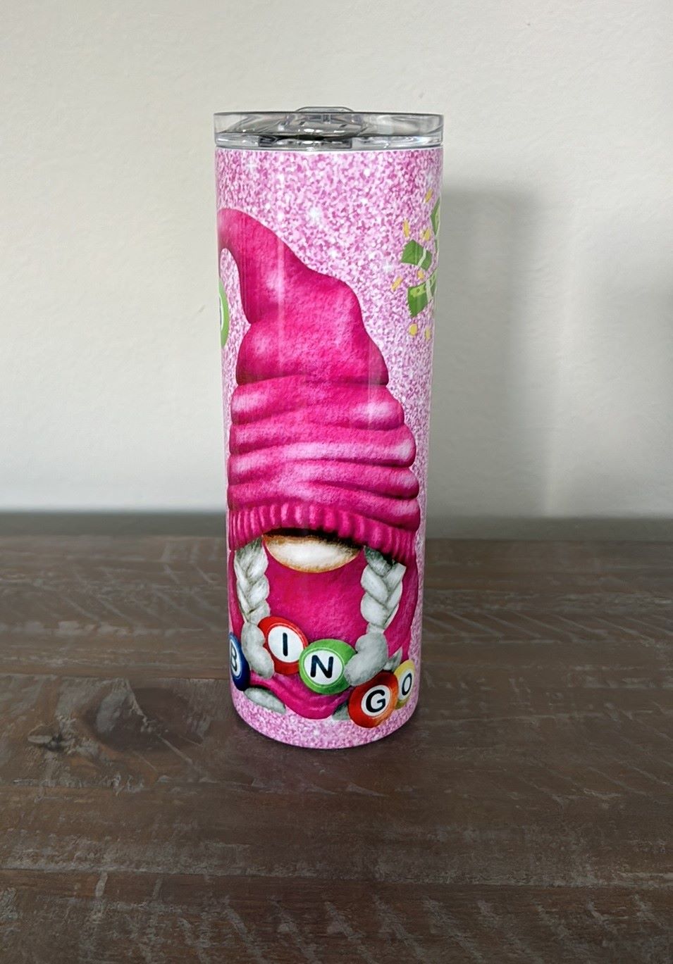 Travel Cup/Tumbler, Lucky Bingo Cup, Gnome, Pink