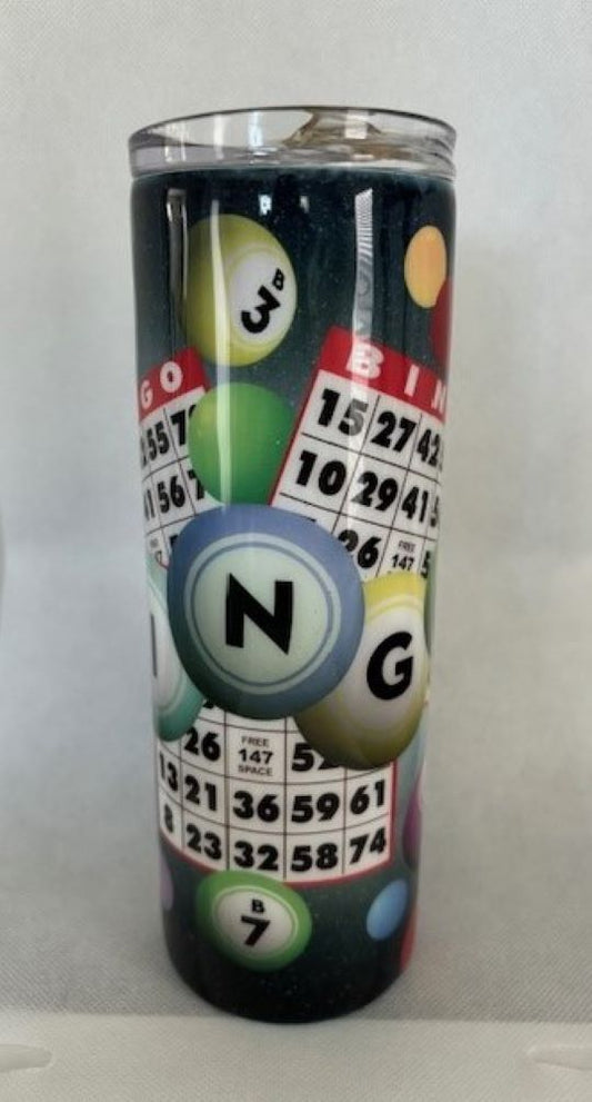 BINGO! 20 oz. Stainless Steel Drinking Tumbler, Bingo Themed
