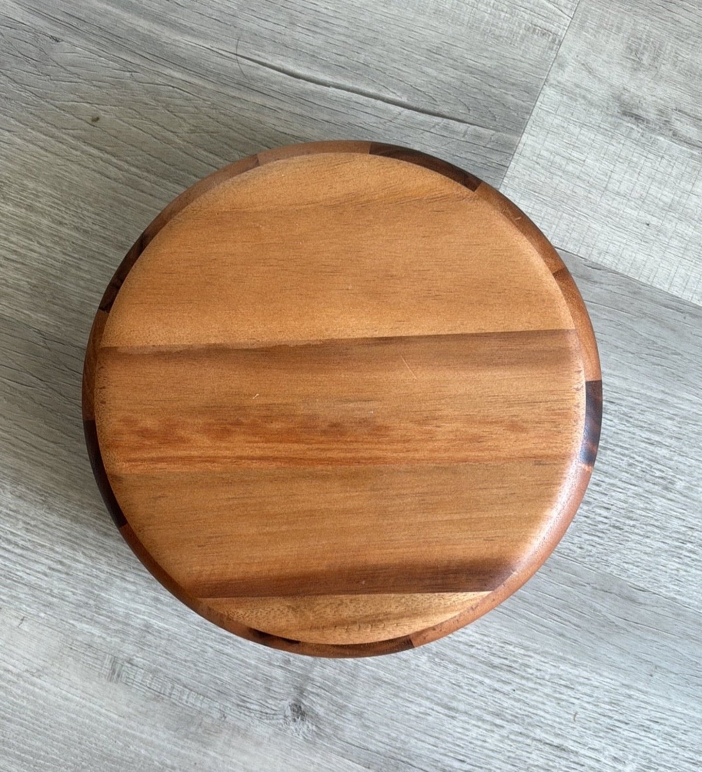 Round Wood Bowl With Orange, Gold, Blue Resin