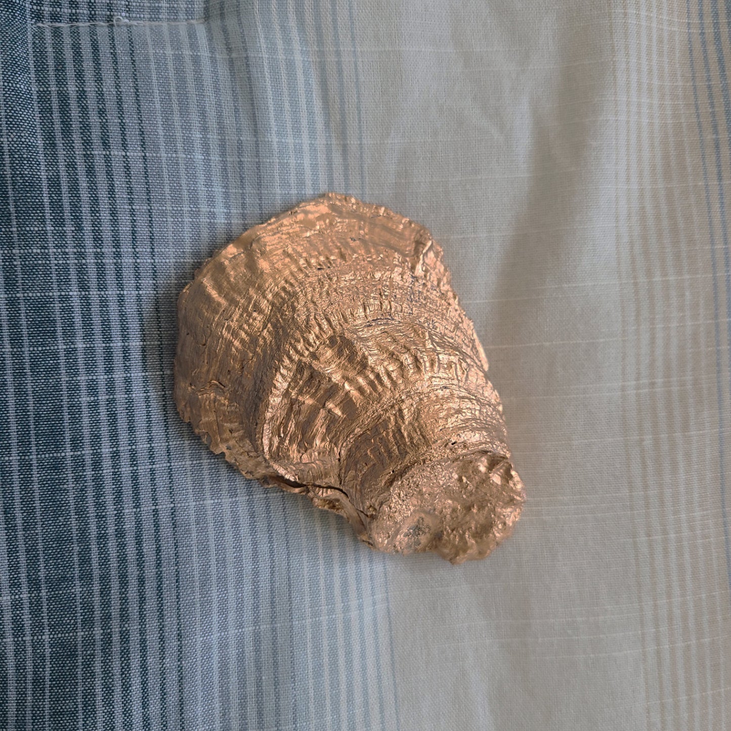Classy Oyster Shell Trinket Dish, Art Piece, Gold, Blue