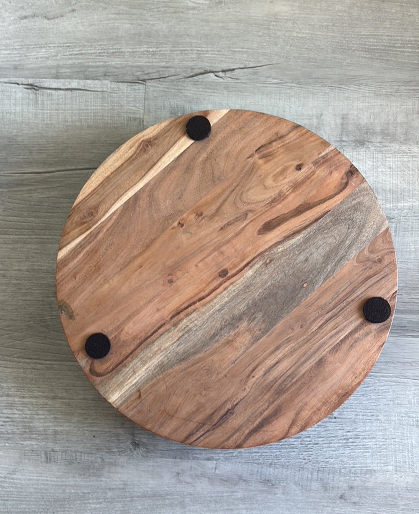 Round Wood Tray With Metal Handles, Blue, Purple, Gold Resin