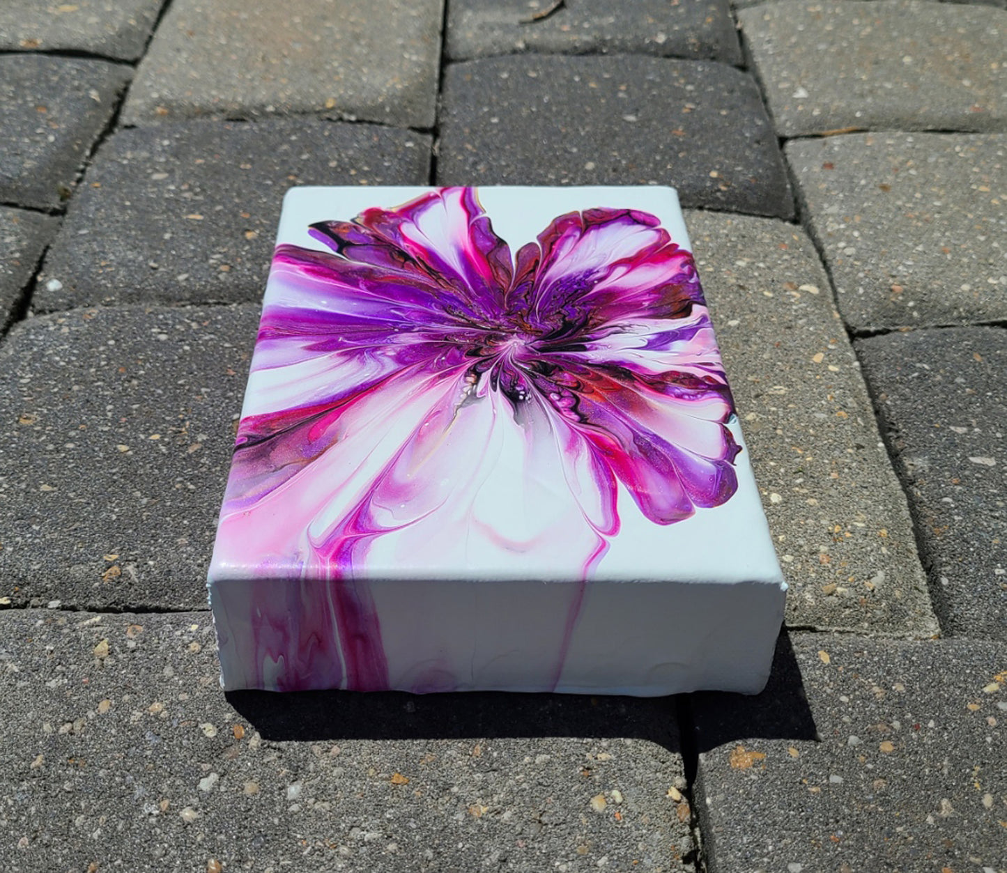 Magenta and Purple Bloom, Acrylic Art on Canvas, 5 x 7