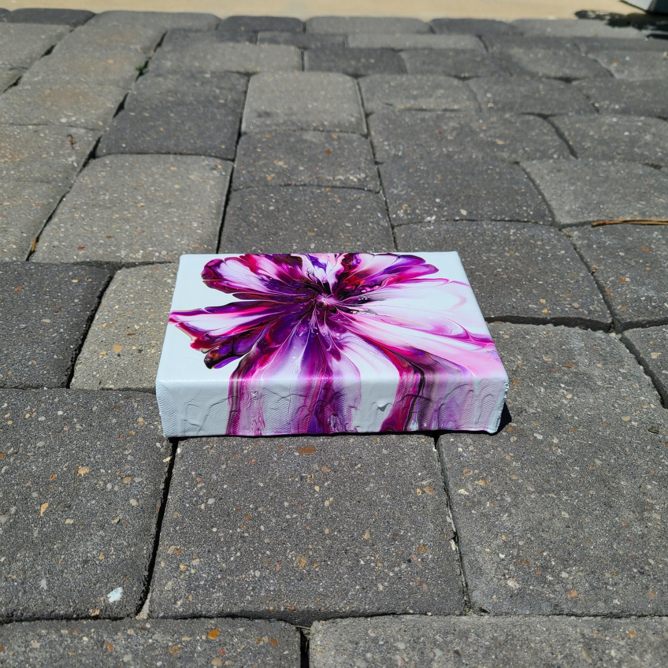 Magenta and Purple Bloom, Acrylic Art on Canvas, 5 x 7