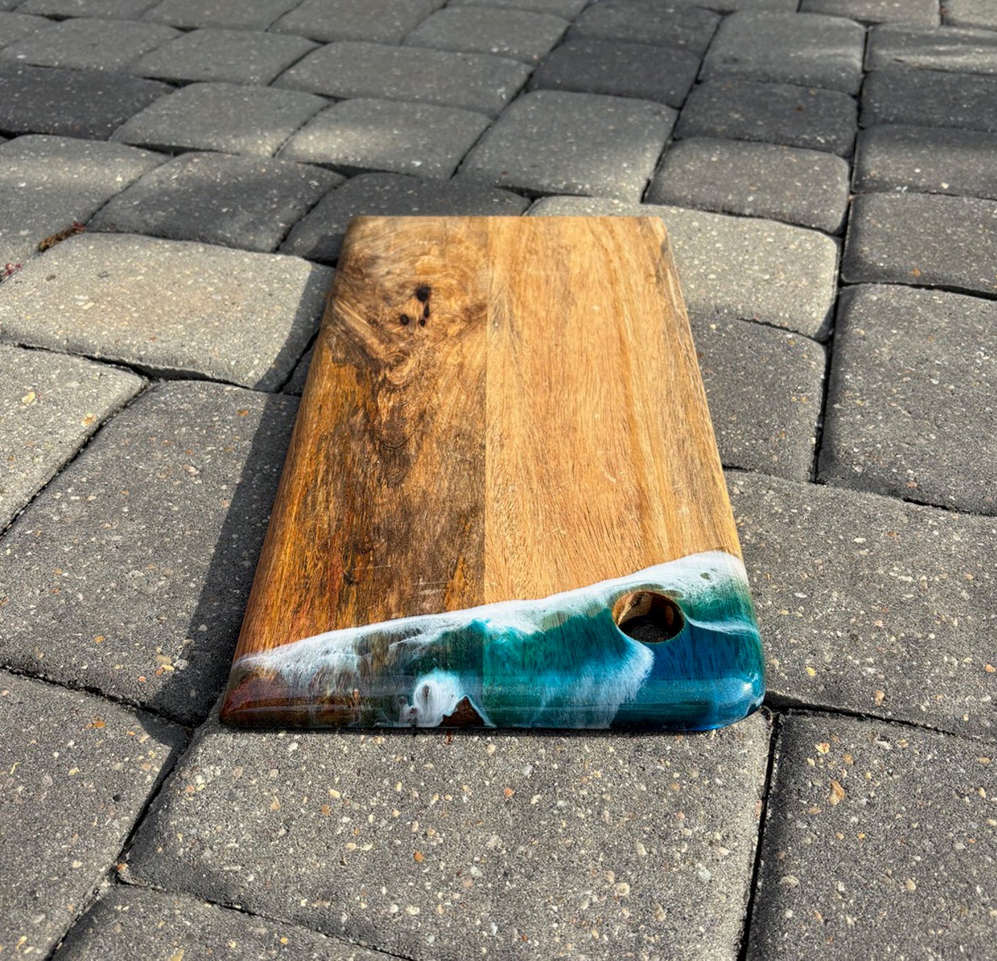 Mango Cutting Board, Ocean Scene With Resin