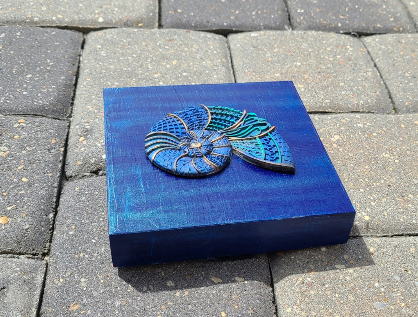 Detailed Nautilus On Wood Canvas Wall Art