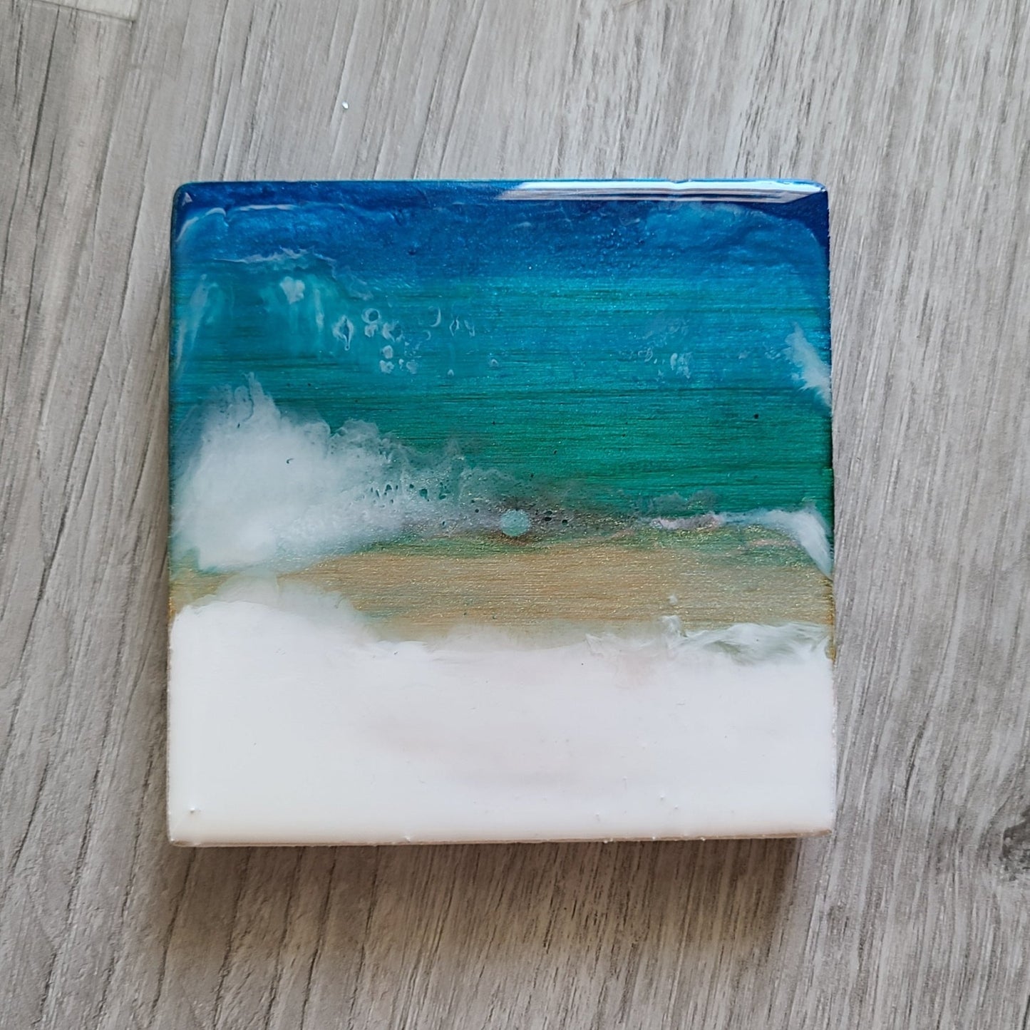 Ocean Water Themed Wood and Resin Coasters