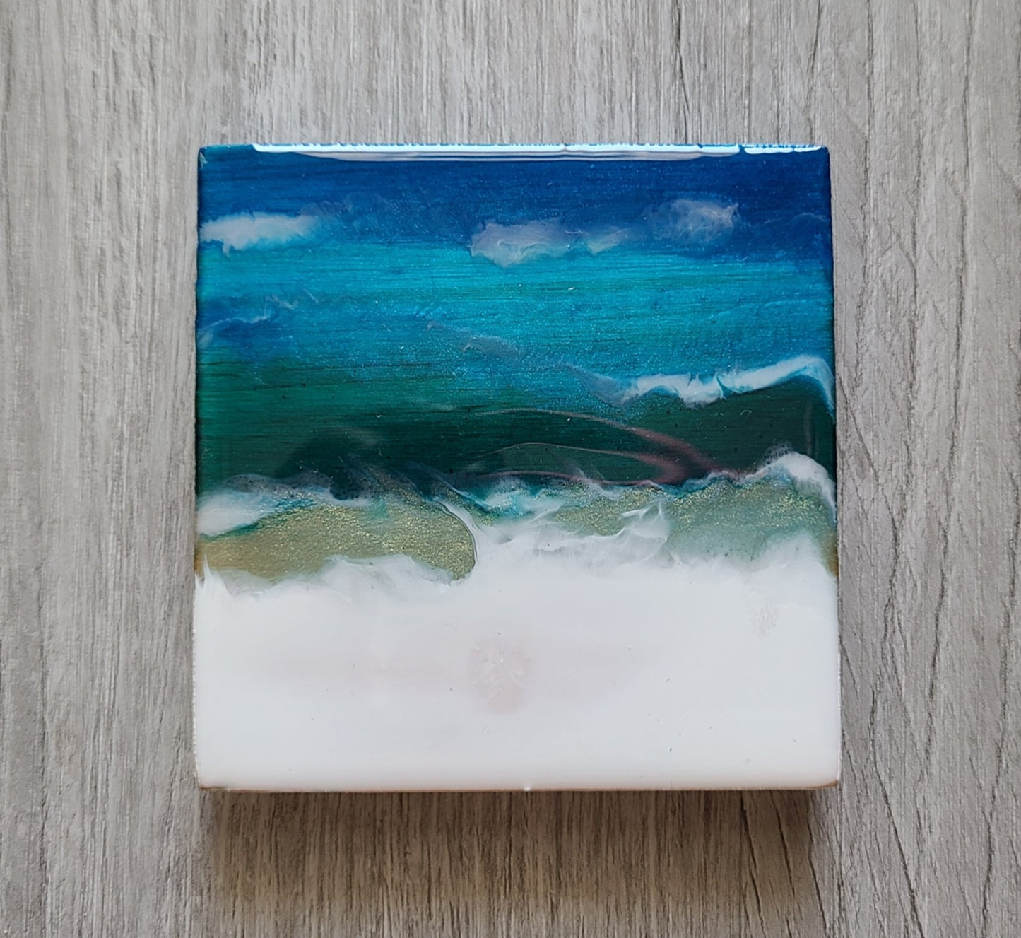 Ocean Water Themed Wood and Resin Coasters