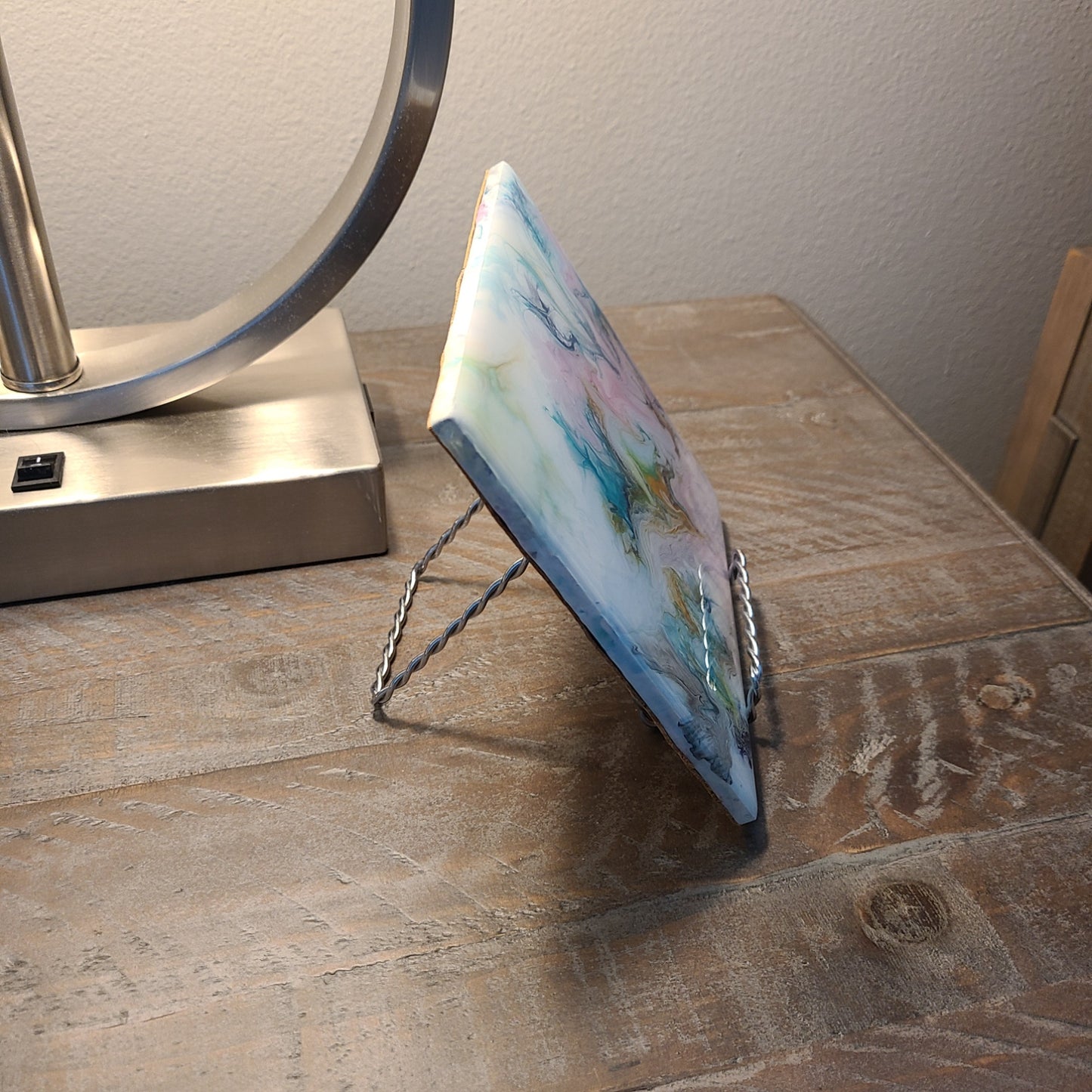 Tile Trivet, Soft Pastels, Artwork, Acrylic and Resin
