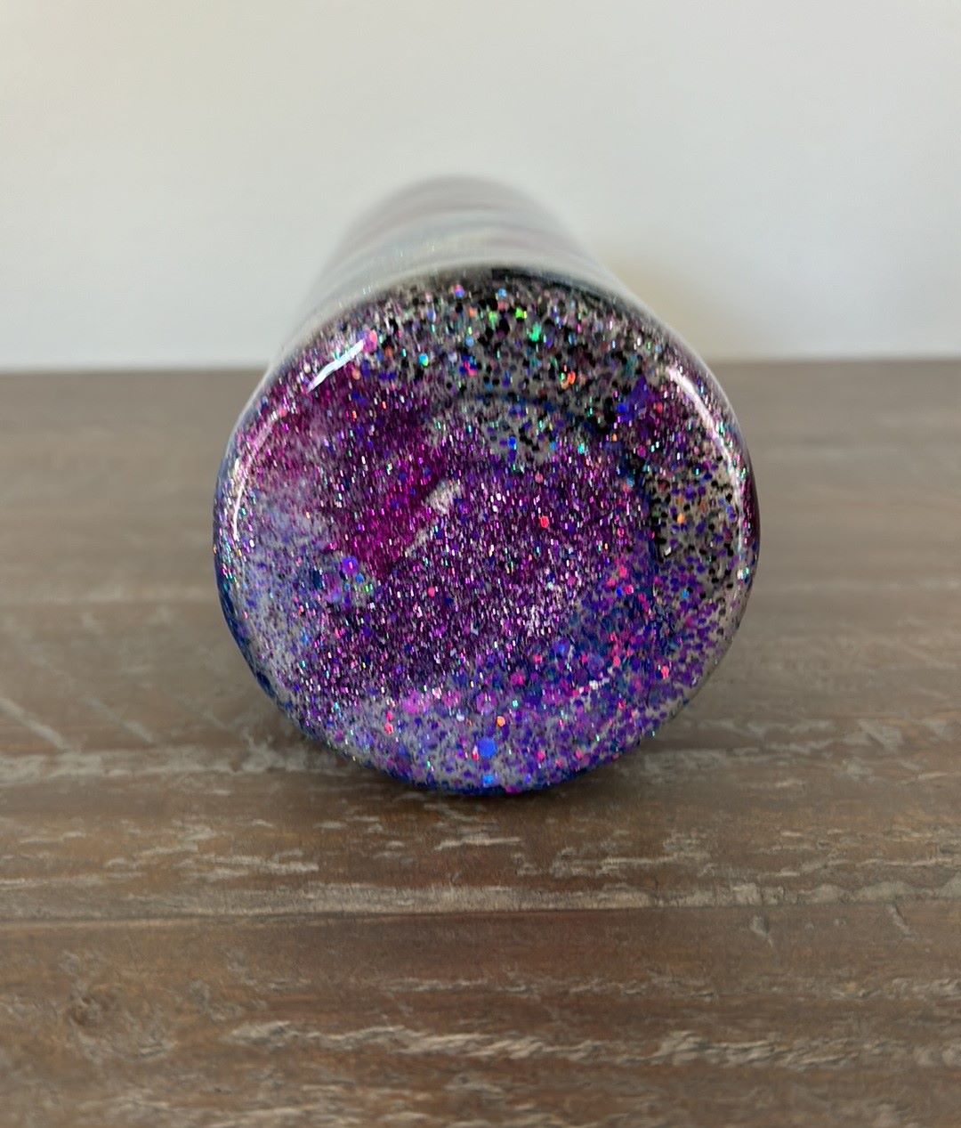 20 Oz. Stainless Steel Drinking Tumbler, Purple and Opal Glitters