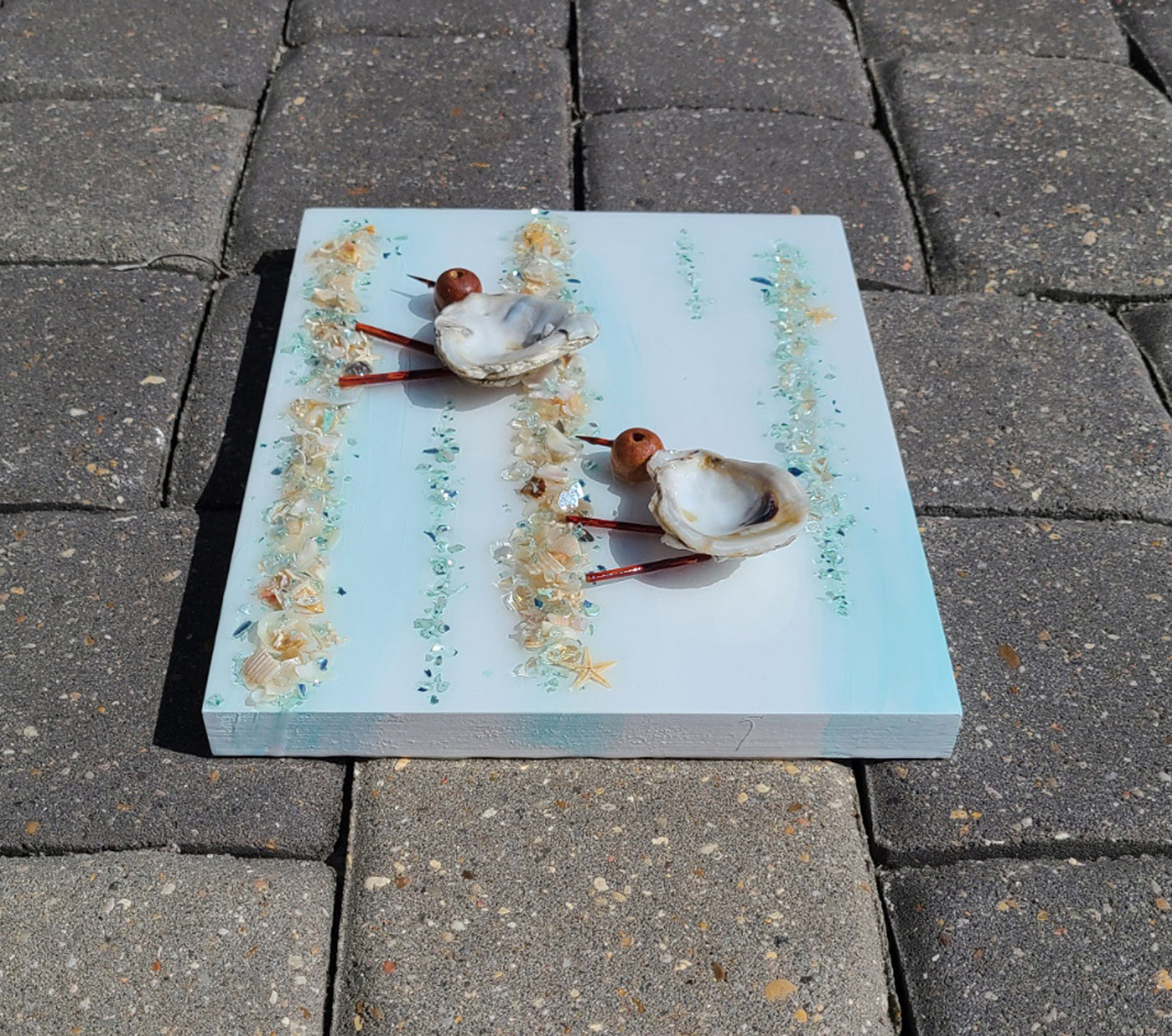 Shorebirds 3-D Oyster Shell and Mixed Media Wall Art