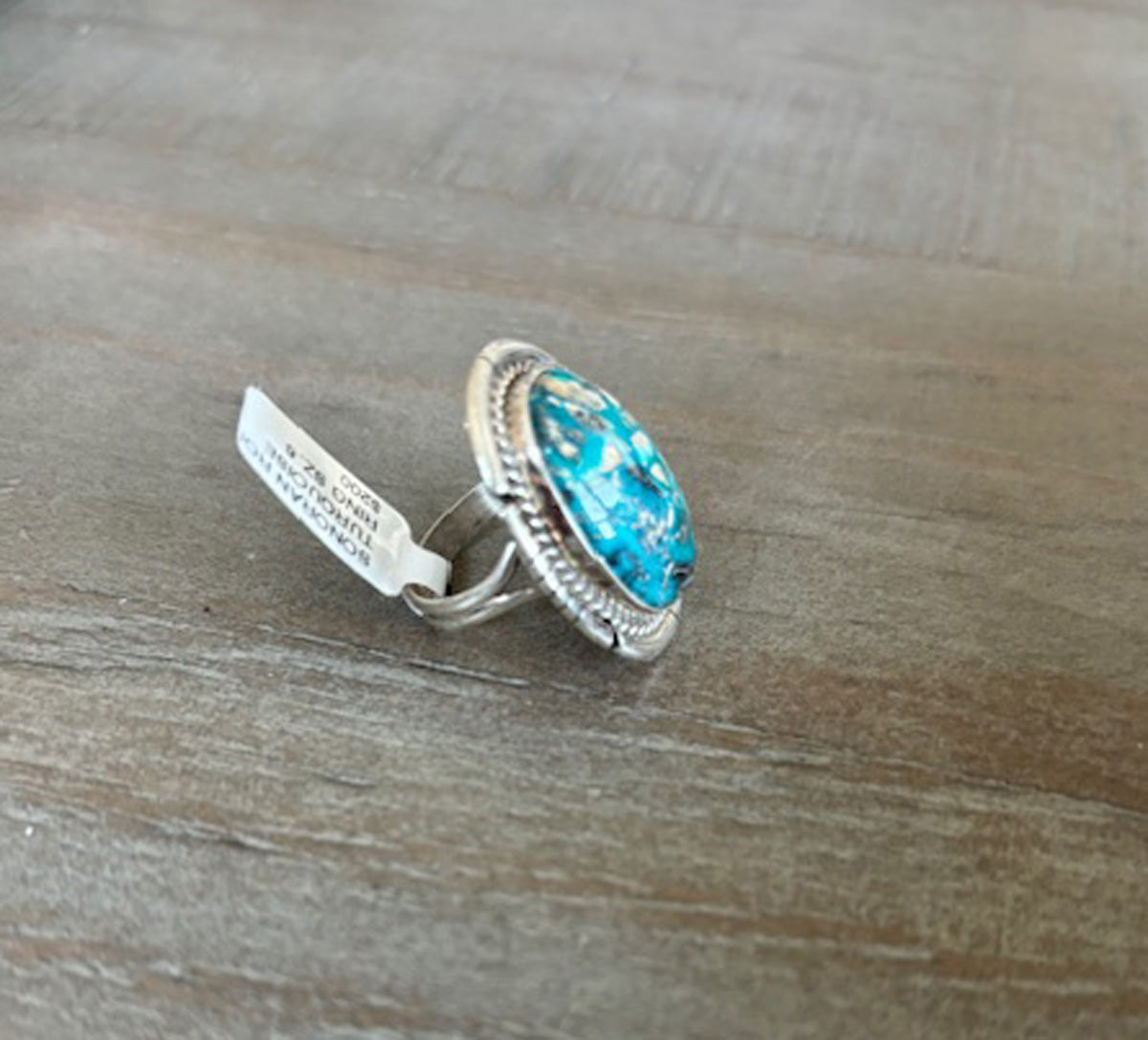 Sonoran Rose Turquoise Ring, Navajo Dave Skeets, Sterling, Size 6
