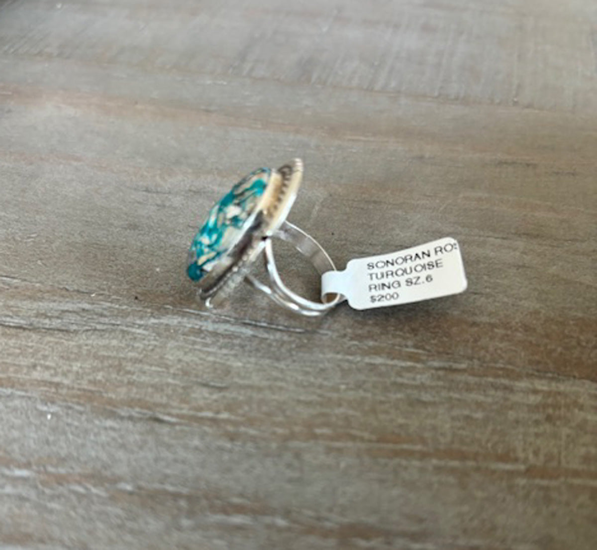 Sonoran Rose Turquoise Ring, Navajo Dave Skeets, Sterling, Size 6