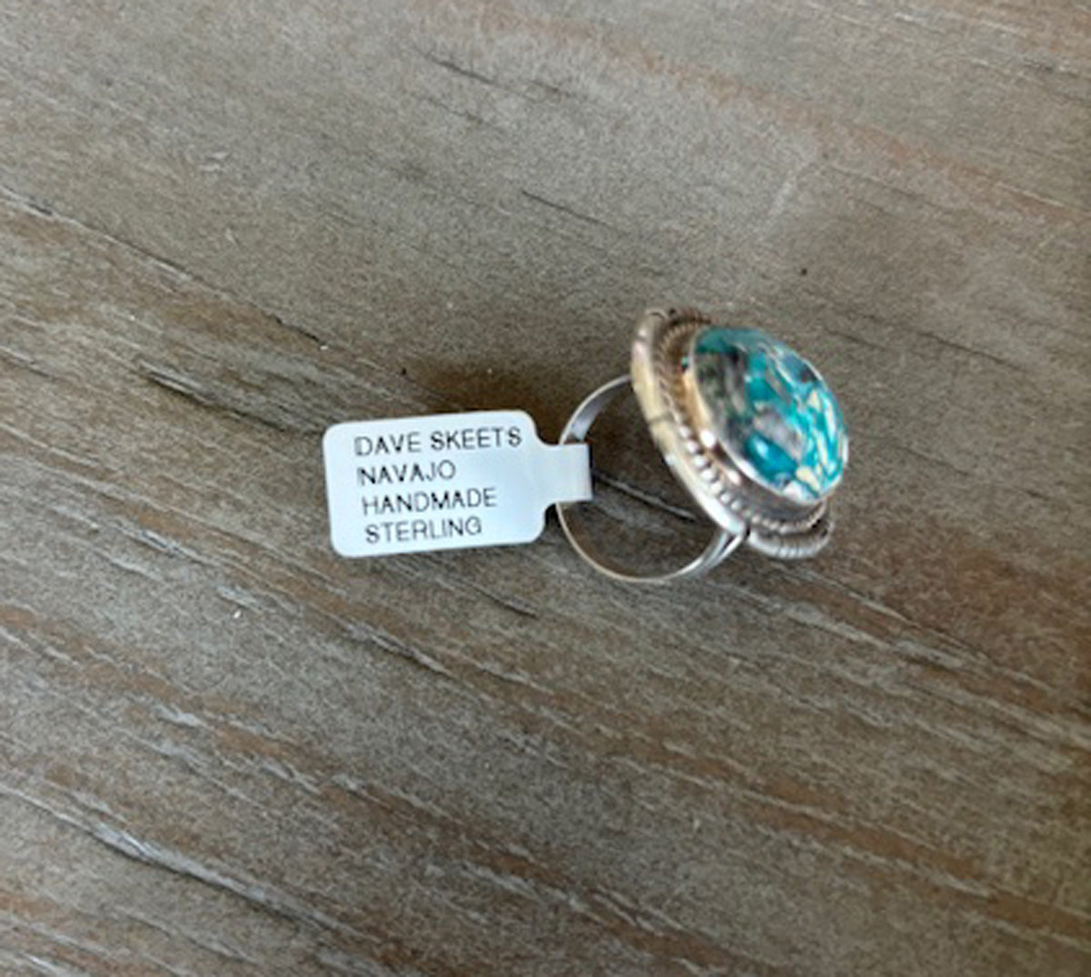 Sonoran Rose Turquoise Ring, Navajo Dave Skeets, Sterling, Size 6