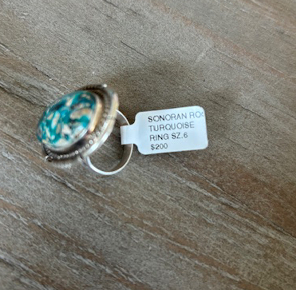 Sonoran Rose Turquoise Ring, Navajo Dave Skeets, Sterling, Size 6