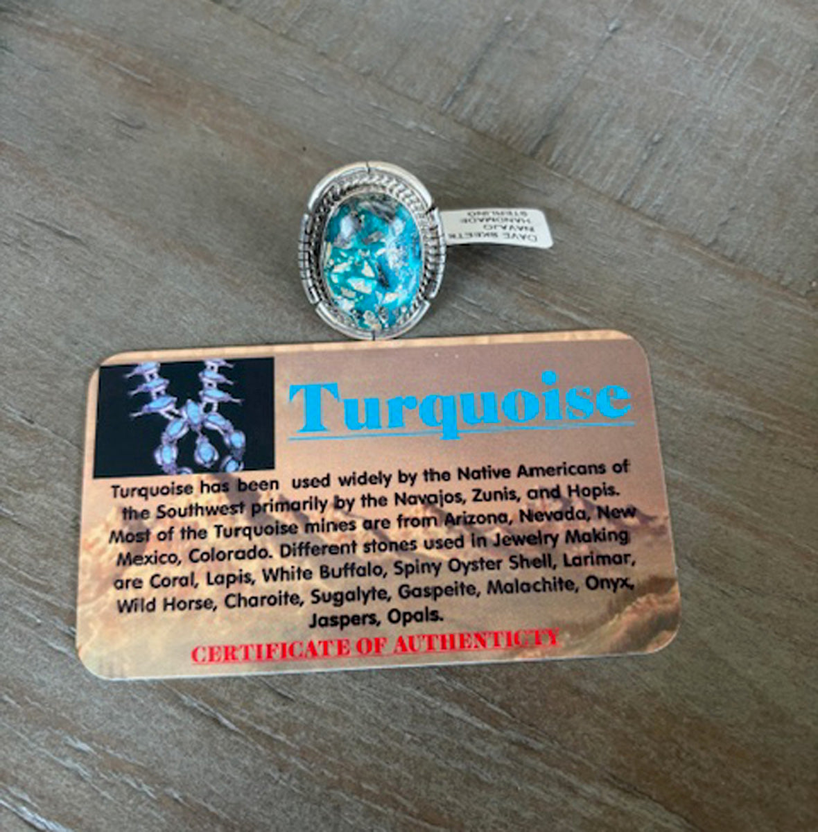 Sonoran Rose Turquoise Ring, Navajo Dave Skeets, Sterling, Size 6