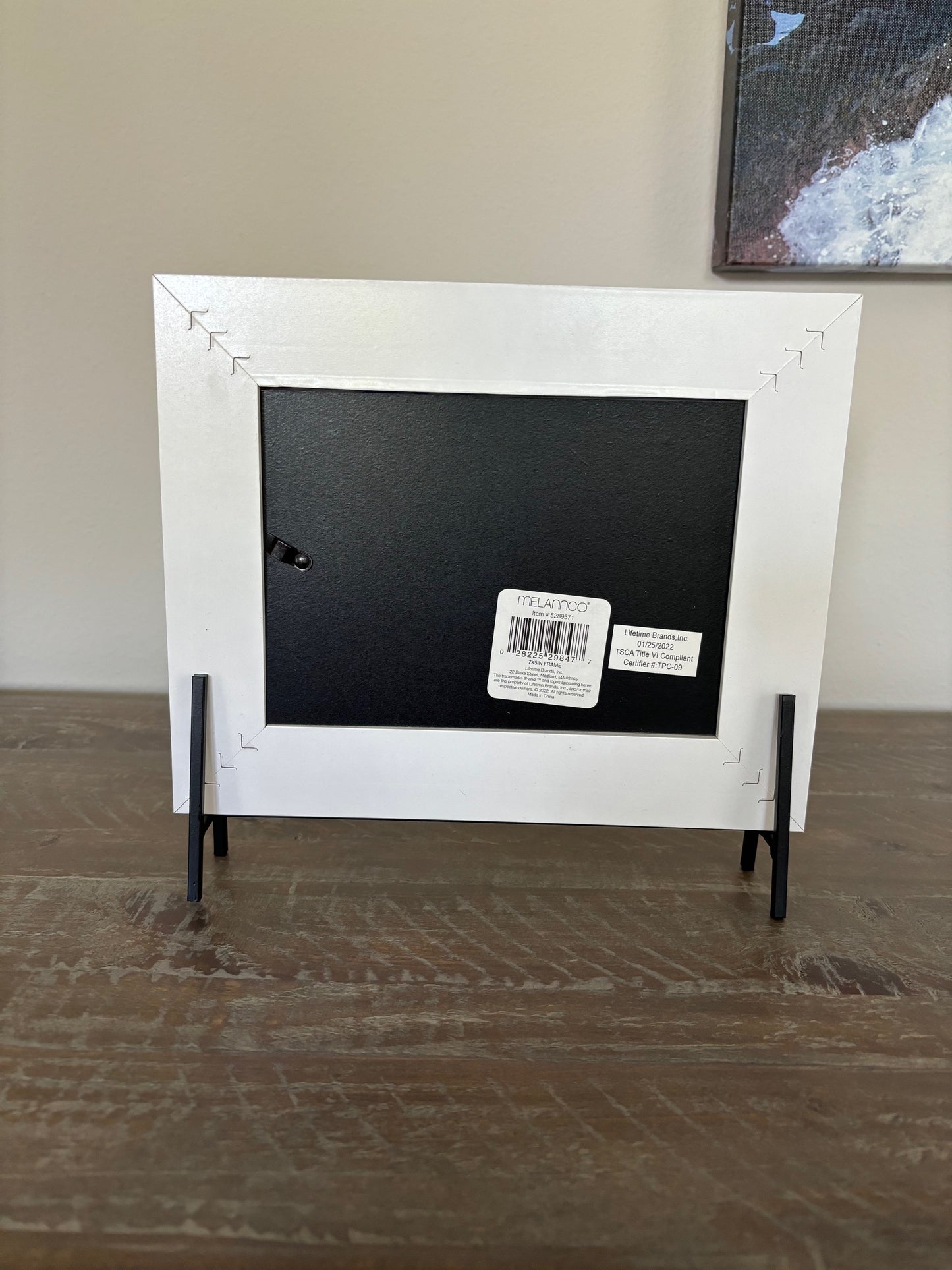 Foamy Ocean in White Frame, Resin on Glass