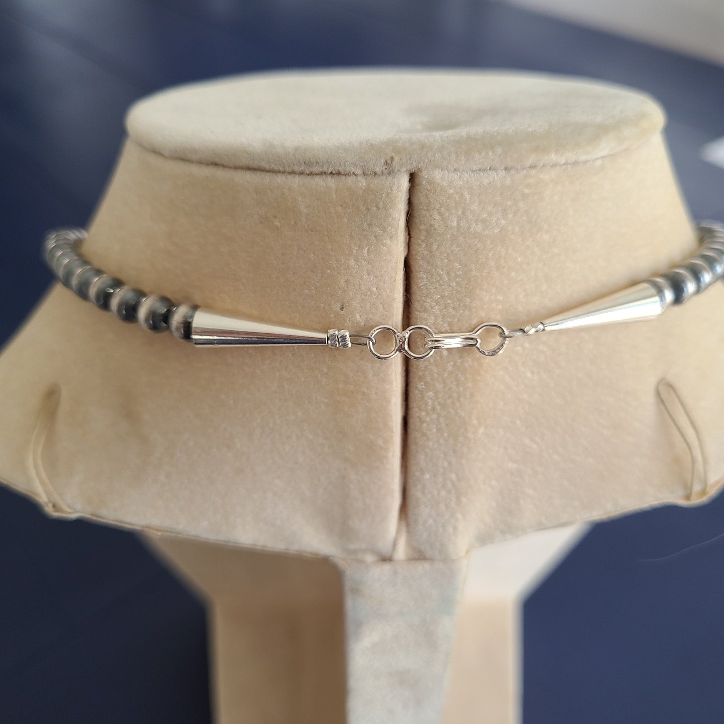 Two Stone Kingman Turquoise Necklace, Sterling Silver, Navajo