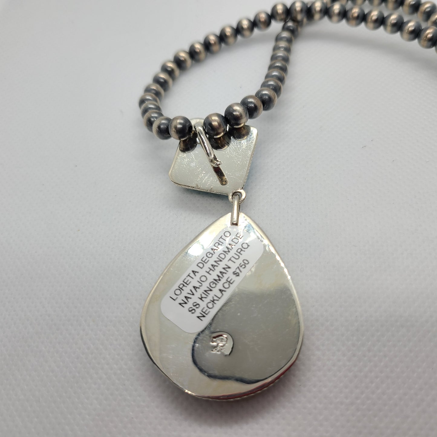 Two Stone Kingman Turquoise Necklace, Sterling Silver, Navajo