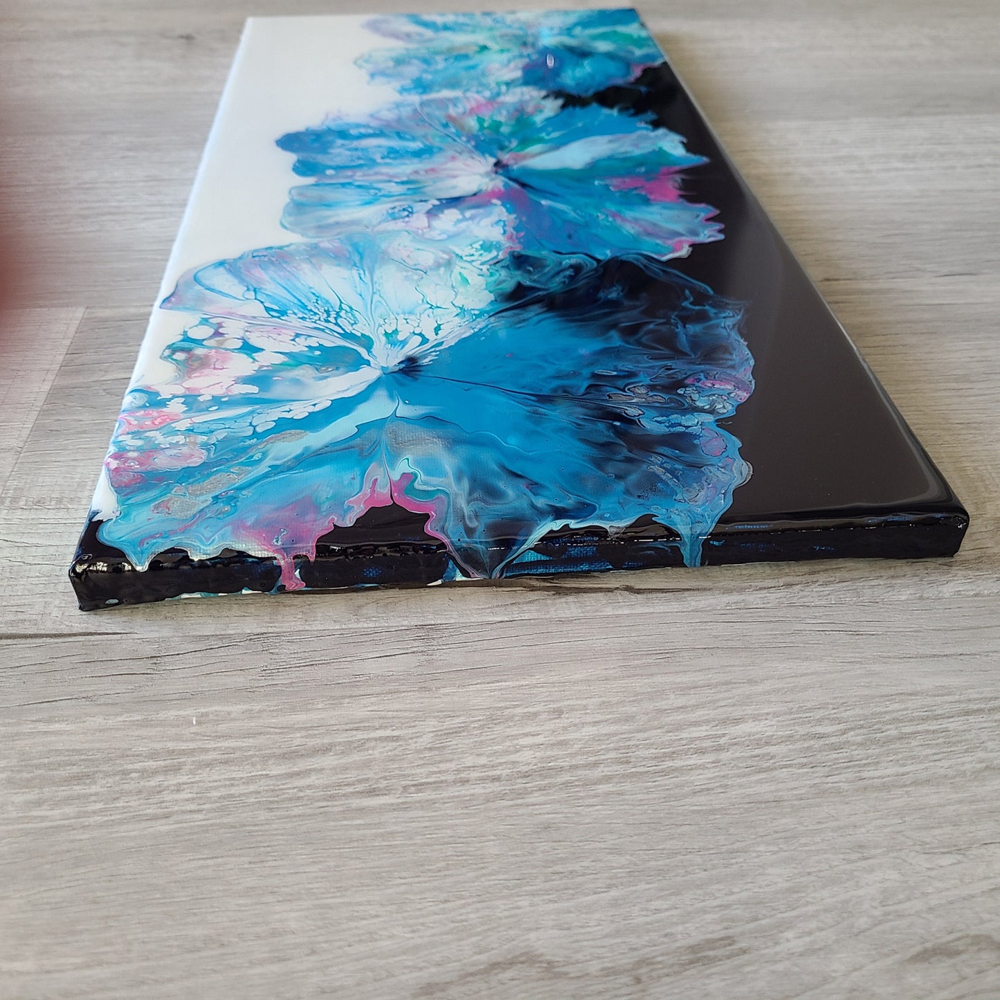 Three Flowers in Bloom Acrylic With Resin Wall Art, 20 x 10