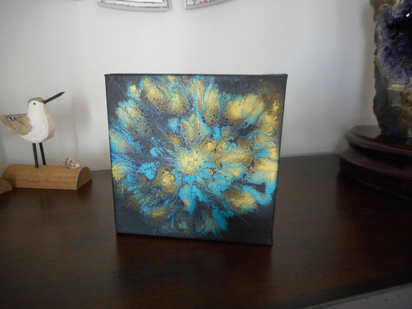 Metallic Sea Anemone, Acrylic on Canvas, 6x6