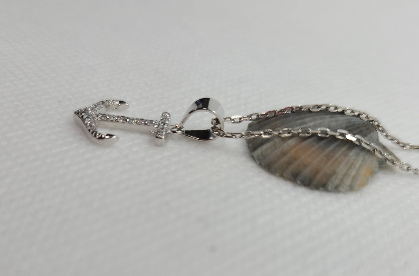 Sterling Silver Anchor With CZ Necklace