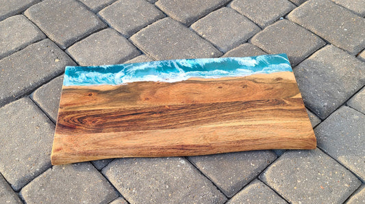 Angry Ocean Live Edge Cutting or Charcuterie Board, 20 x 10.75 Inches
