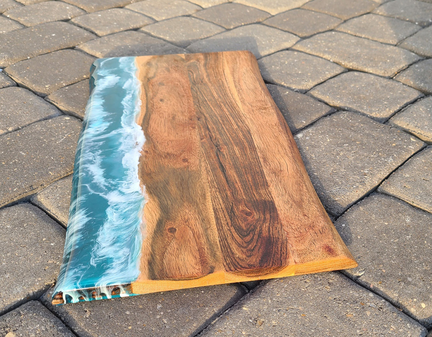 Angry Ocean Live Edge Cutting or Charcuterie Board, 20 x 10.75 Inches