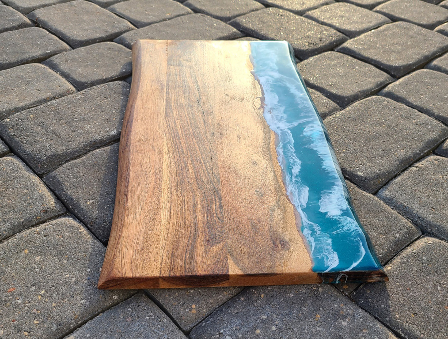 Angry Ocean Live Edge Cutting or Charcuterie Board, 20 x 10.75 Inches