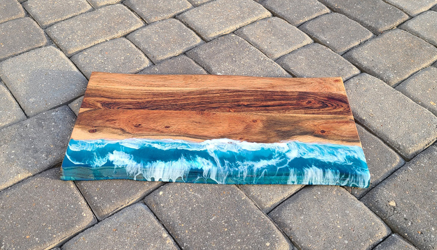 Angry Ocean Live Edge Cutting or Charcuterie Board, 20 x 10.75 Inches