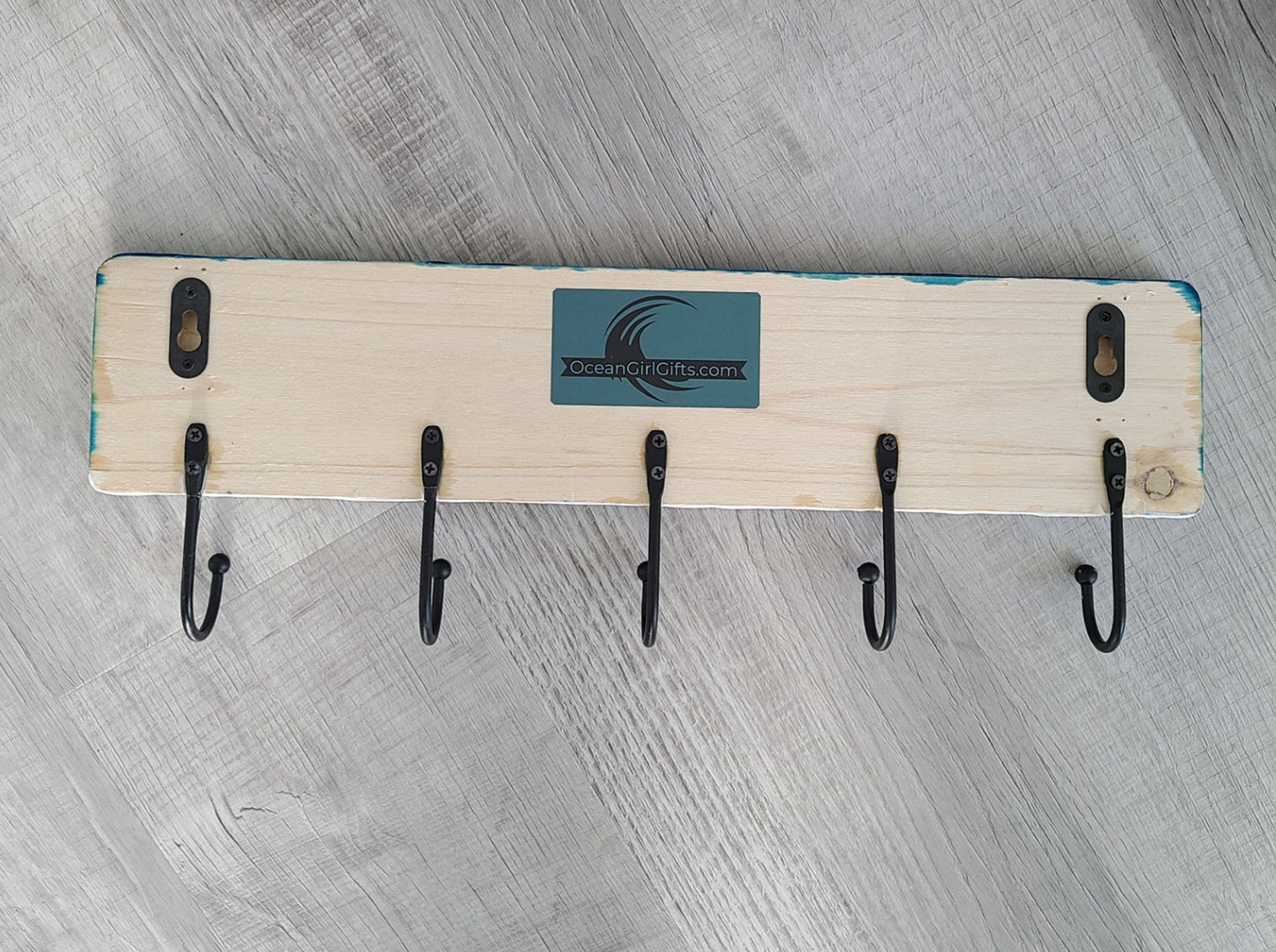 The Beach is my Happy Place Towel Rack, Wood, Resin and Metal