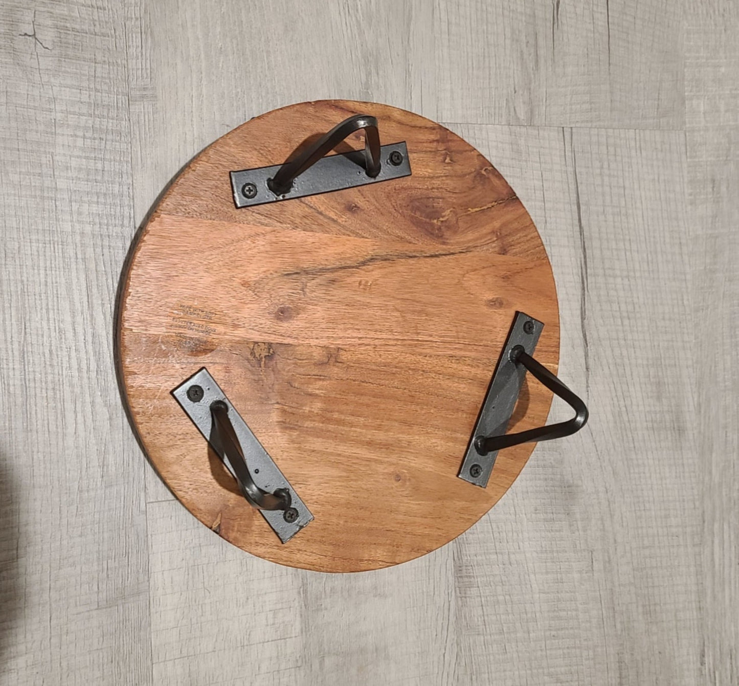 Display Stand or Trivet, Metal Legs, Blue and Gold Swirling Waters