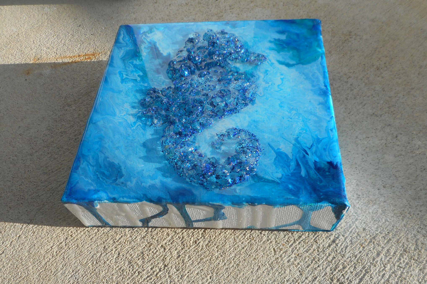 Mixed Media, 3-D Seahorse Wall Art, 6x6