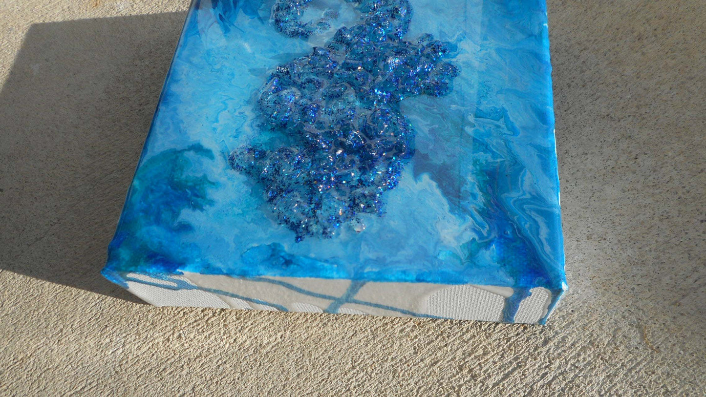 Mixed Media, 3-D Seahorse Wall Art, 6x6