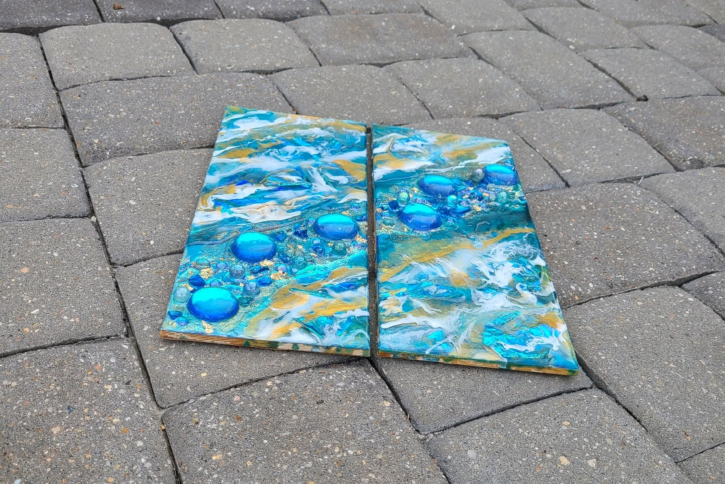 Bubble Glow Diptych, Mixed Media Artwork