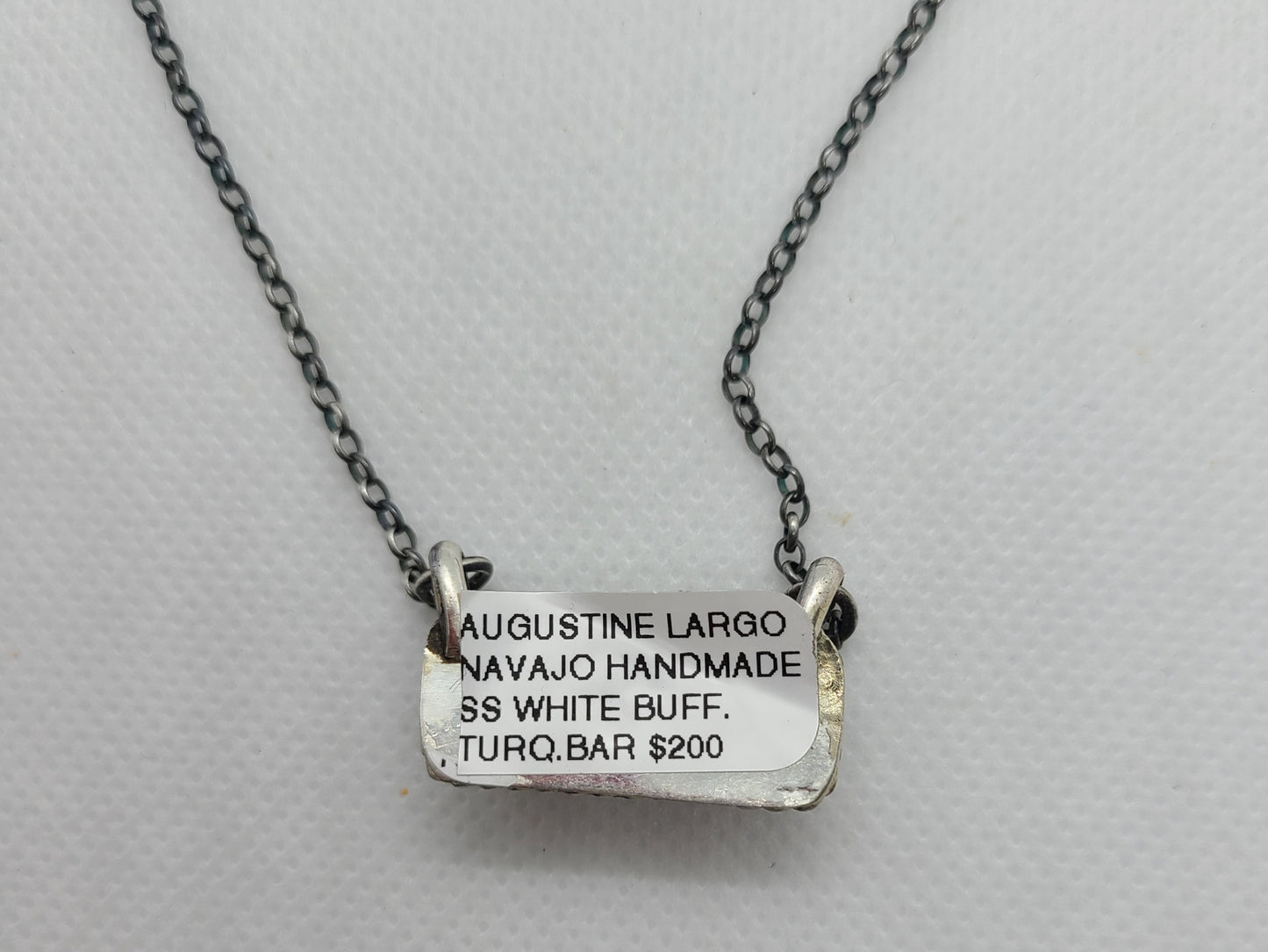 White Buffalo and Turquoise Bar Necklace, Sterling Silver