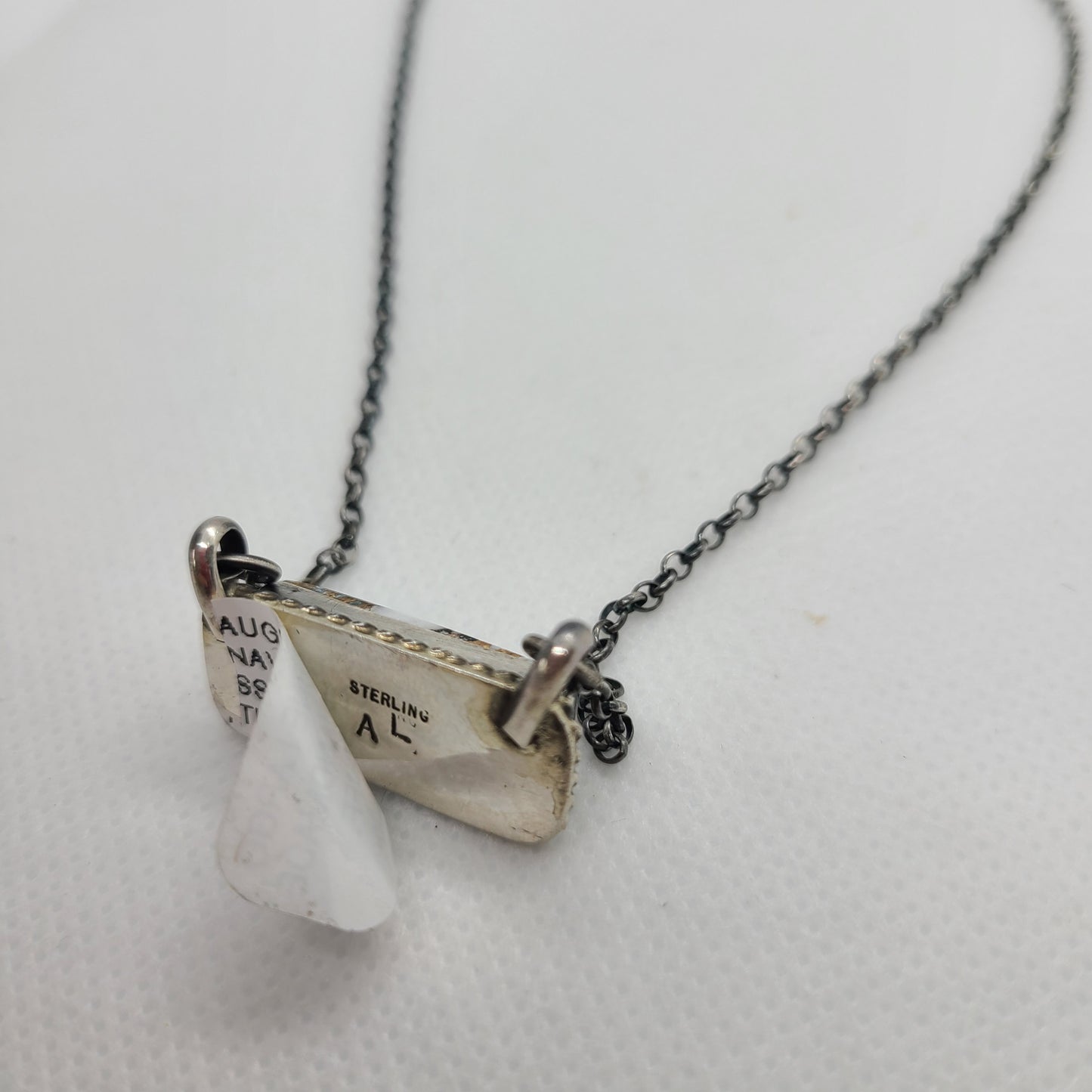 White Buffalo and Turquoise Bar Necklace, Sterling Silver
