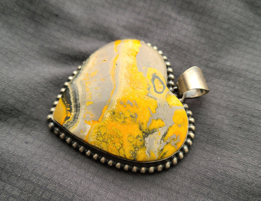 Rare Bumblebee Stone Heart Shaped Pendant