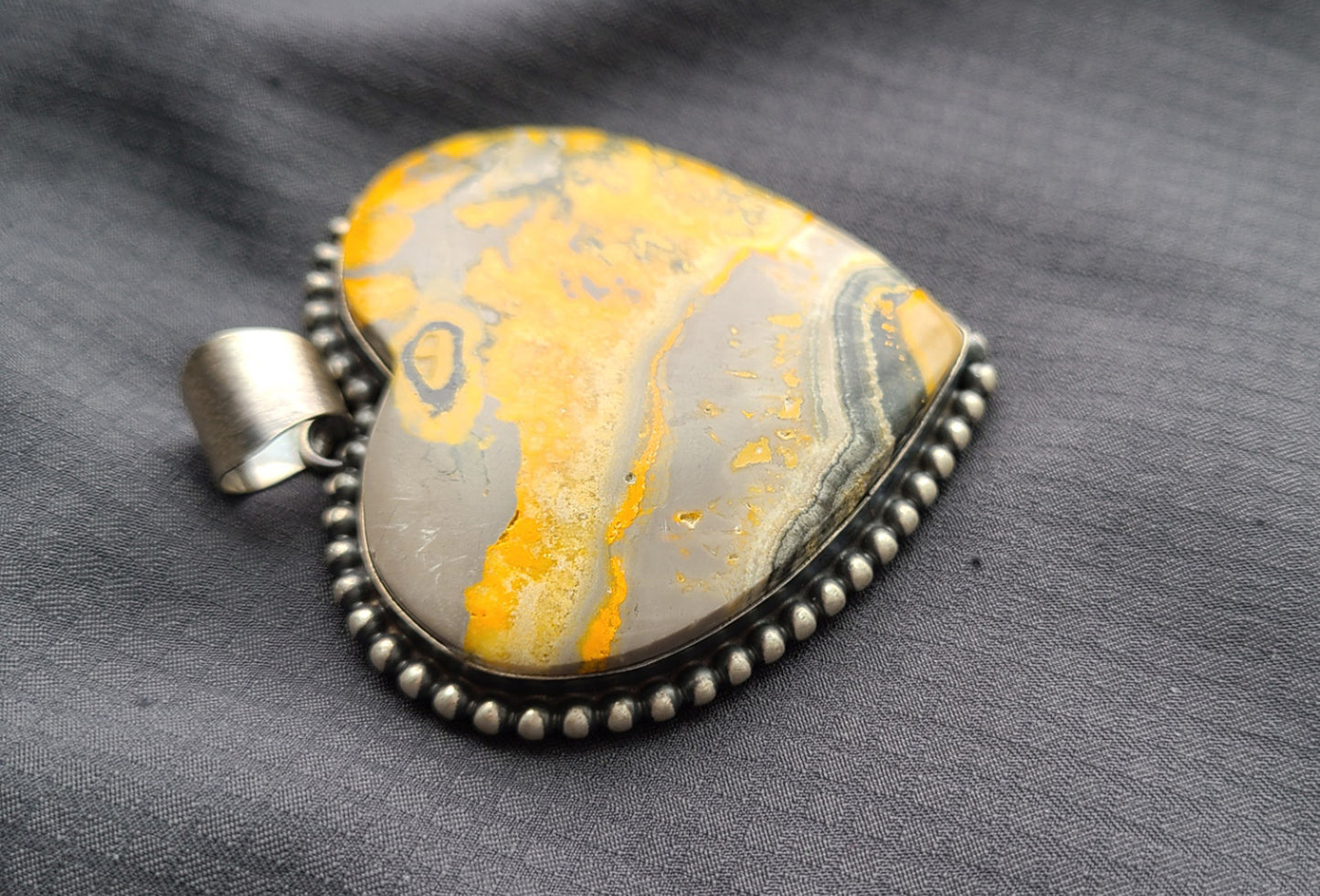 Rare Bumblebee Stone Heart Shaped Pendant