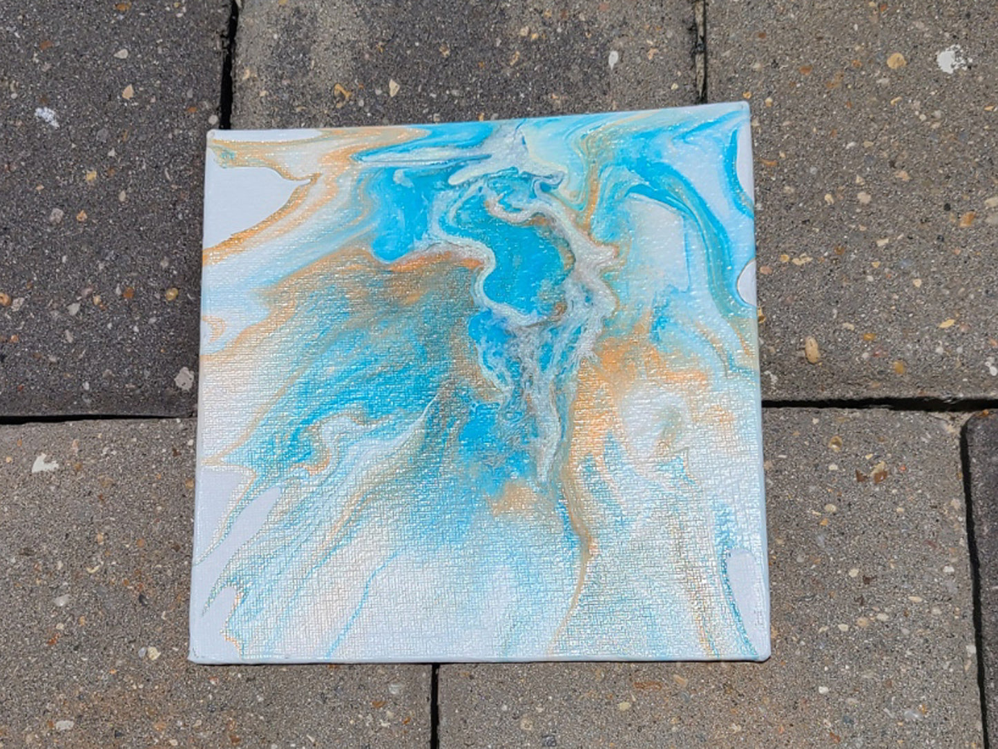 Waterfall Canyon, Acrylic Art, 6x6 Art Panel With Easel