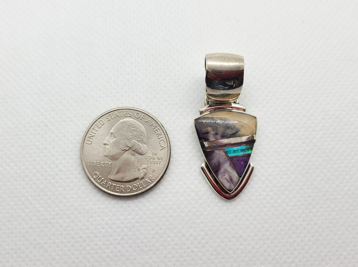 Charoite, Sugilite and Opal Pendant, Sterling Silver