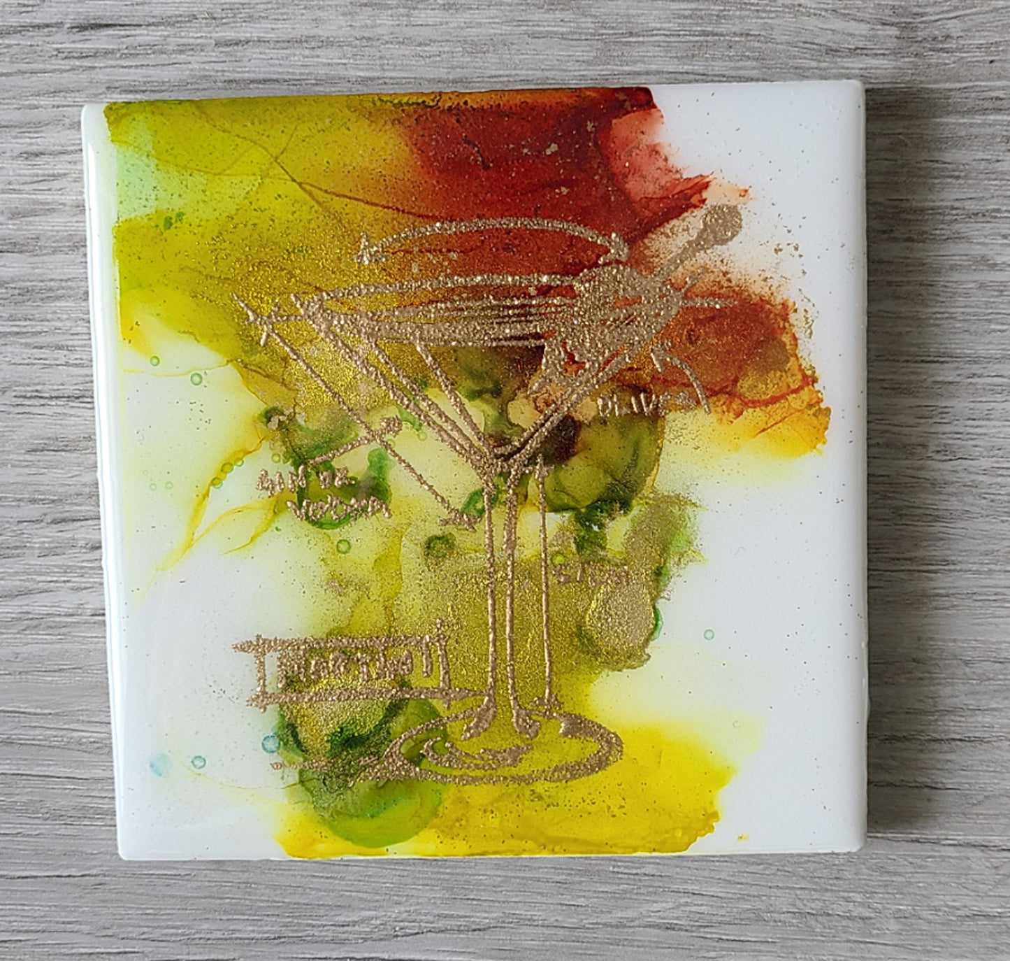 Set of 4 Tile Coasters, Cocktail Theme